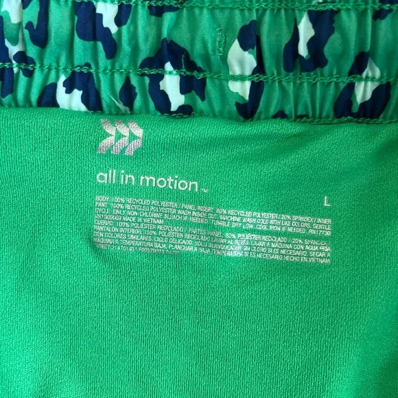 All in Motion Green and Blue Cheetah Activewear Shorts NWOT - Picture 3 of 3